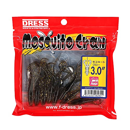 ドレス(Dress) モスキートクロー 3inch(8pcs) 8本入り カタクチゴールド ワーム サーフ ヒラメ マゴチ ハタ ウェーディング 根魚