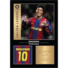 Ronaldinho Signed Poster Print   FC Barcelona La Liga Legend Wall Art with Signature & Jersey Number   Brazil Forward Memorabilia for Fans and Collectors, A3 Poster + Black Frame