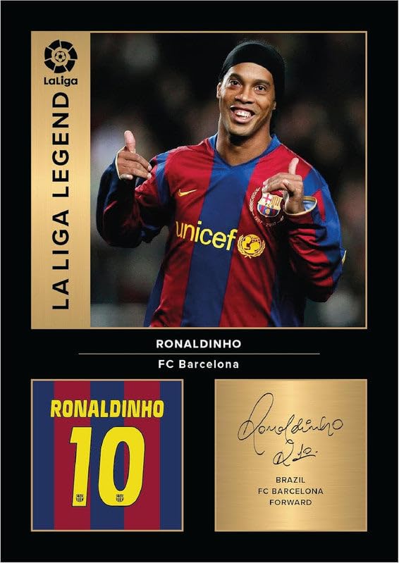 Ronaldinho Signed Poster Print – FC Barcelona La Liga Legend Wall Art with Signature & Jersey Number – Brazil Forward Memorabilia for Fans and Collectors, A4 Poster Print (297x210mm)