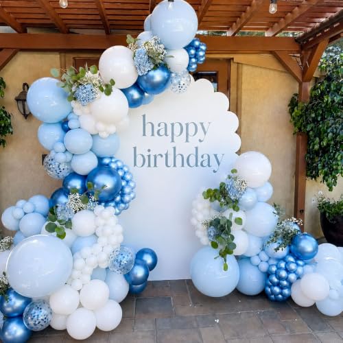 Blue Balloons Arch Kit, 140Pcs Metallic Light Blue and White Balloon Garland Arch Kit Confetti Balloons with Star for Wedding Bridal Shower Baby Shower Birthday Party Decorations — view 3