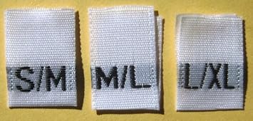 50pcs Woven Clothing Sew Labels Size Tags White - S/M M/L L/XL 17pcs Each