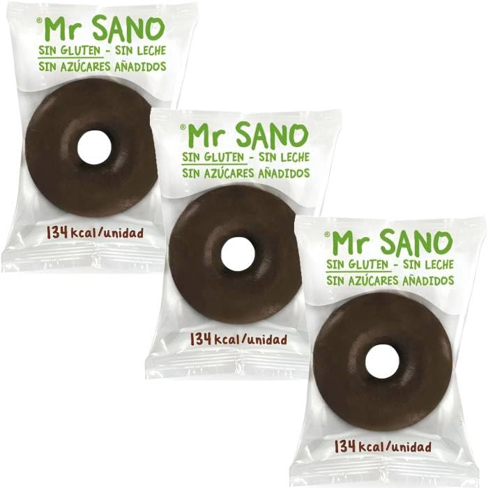 Pack 3x Berlina de Chocolate Tipo Donut Sin Gluten 50g | Sano | Snack Saludable | Sin Lactosa | Apto para Celiacos | Ecológico y Esponjoso