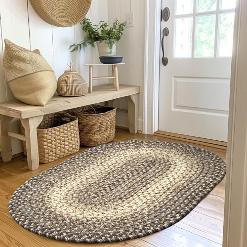 Super Area Rugs Braided Rugs 3X5 Farmhouse Kitchen Rug -
