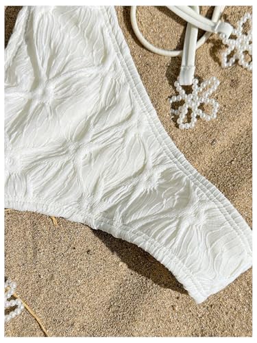 SweatyRocks Women's Two Piece Swimsuits Beaded Triangle Bikini Set Spaghetti Strap Tie Side Bathing Suits4