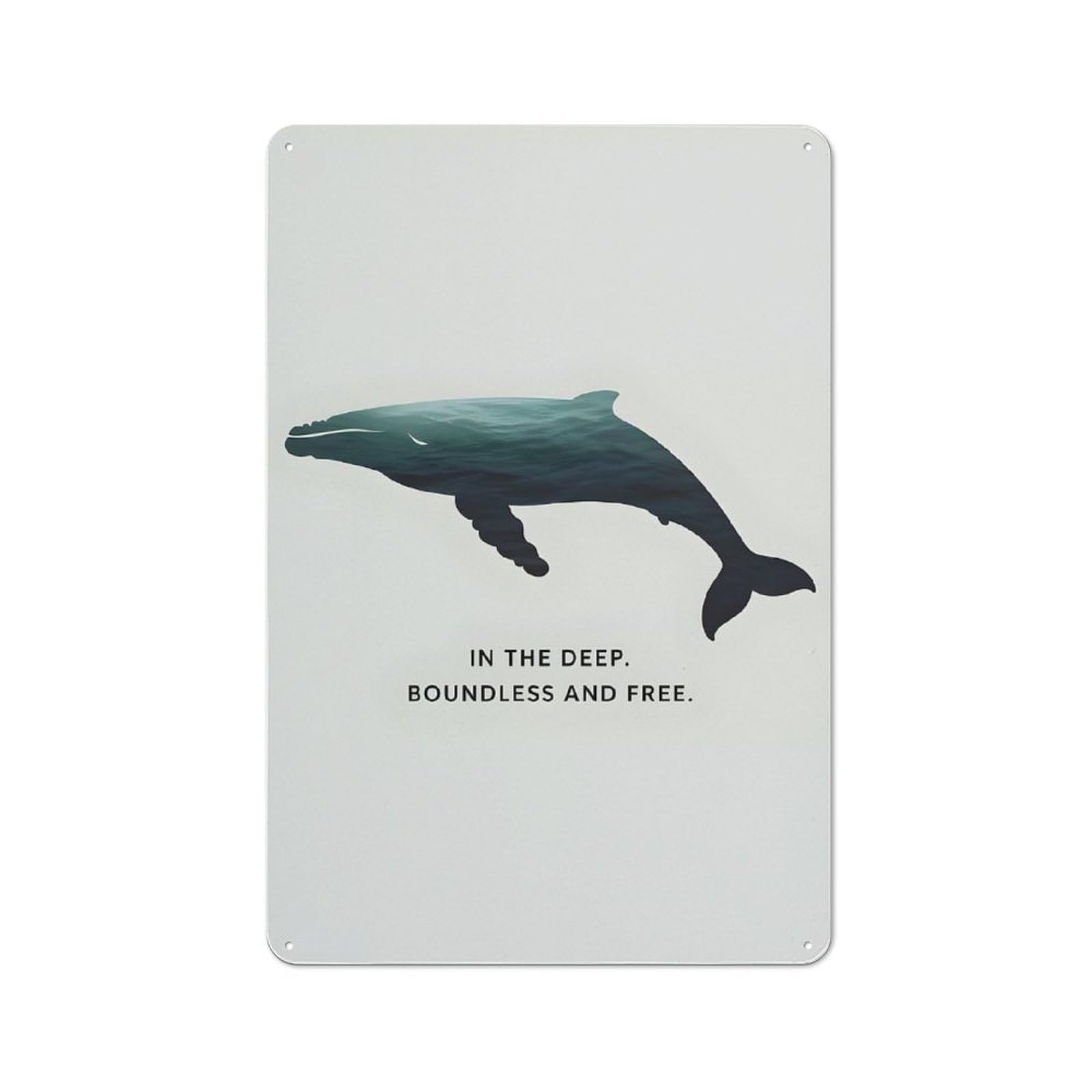 Junmoney Whale Silhouette With Ocean Retro Tin Sign 30X20cm For Living Room Or Hallway, Gift For Living Room Decor Lovers During The Christmas Season