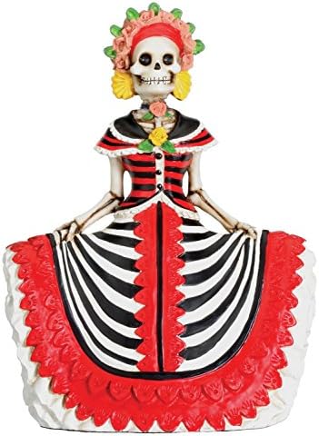 Dod Red Senorita Mexican Traditional Skeleton Sculpture