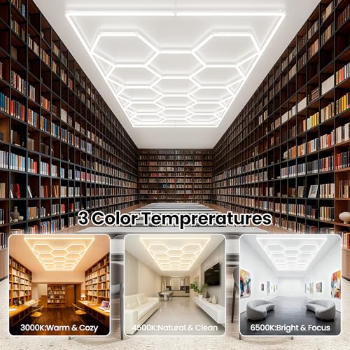 Dimmable Hexagon Garage Lights, 3 Color Temperature 6500K/4500K/3000K - image 4