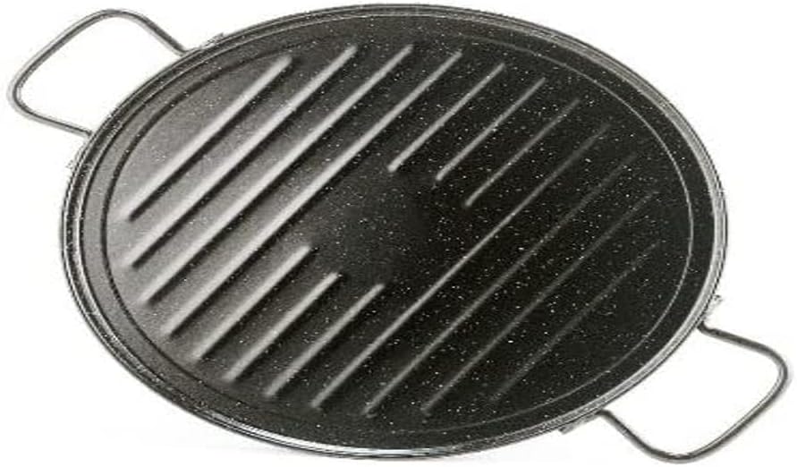 La Ideal 11046 Enamelled Griddle Pan, 46 cm, Steel, Black