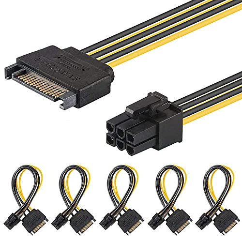SATA 15 Pin a 6 Pin PCI Espresso (PCIe) Video Grafica Carta Potenza Cavo Adattatore - 20cm, 5 Confezioni - Scheda video
