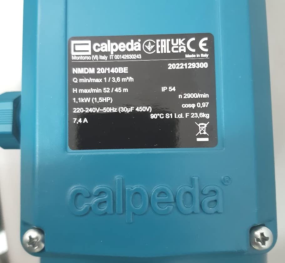 Bomba centrífuga de dos rodetes Calpeda NMD20/140mBE 1,1kW con doble presión para pozos 4