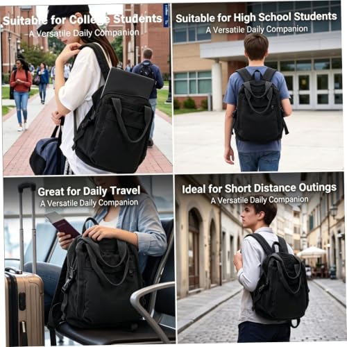 Mochila de nailon negra con opciones de transporte múltiple 3