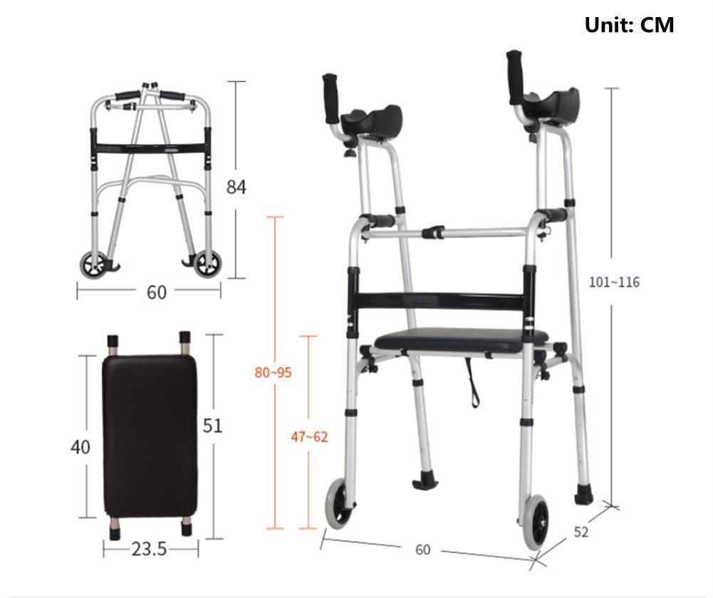 Cesta para Caminante para Personas Mayores, cestas estándar para Caminante para Personas Mayores con gatillo Compacto de liberación de 350 Libras, Cesta Plegable para Caminante par