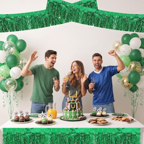 Image of BEISHIDA 3 Pack Green Wavy Foil Fringe Garland 30ft Tinsel Wall Decor