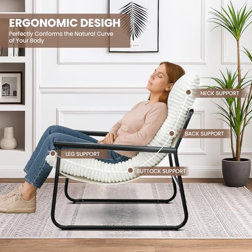 Sillón moderno con brazos y tapizado lino blanco miniatura 4