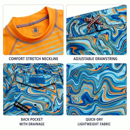 Image of Body Glove Little Boys 2-Piece Rash Guard Swimsuit Set
