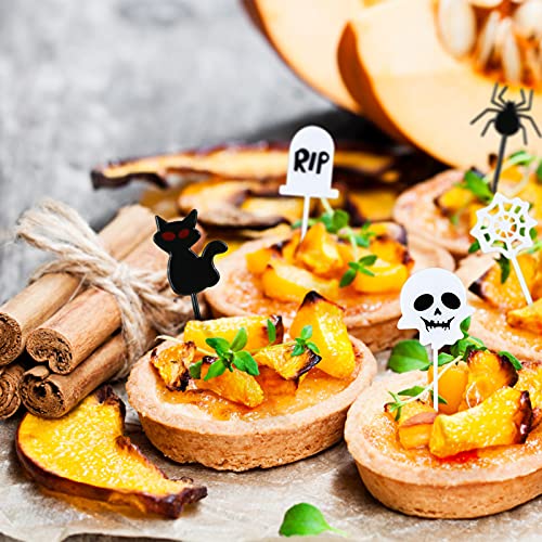 Kesote 100Pcs Halloween Cupcake Toppers, Plastic Halloween Toothpicks Halloween Cupcake Food Cocktail Appetizer Picks For Halloween Baby Shower Birthday Wedding Party Cake Decorations #TOP1