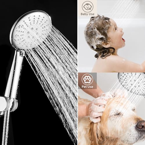 Miniatura 4 de Geruike Juego De Grifo Y Alcachofa Para Bañera,Mezclador Monomando Para Bañera Con Ducha De Mano Portátil,3 Modos De Chorro,Acabado Cromado Grifo De Baño Con Manguera Antioxidante De 1,5 M