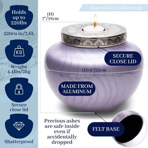 Fovere – Cremation Urns For Human Ashes – Decorative Urns For Ashes Adult Male & Female – Funeral Urn For Ashes Adult Female & Male Up To 220Lb – Beautiful Memorial Urn For Loved Ones – Purple, Large #TOP2