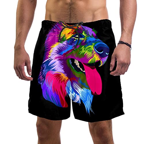 Short de bain homme léger maillot de plage à motif chien pour nager et se détendre