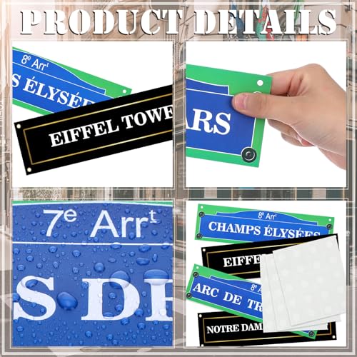 8 peças de recortes de papel para placa de rua francesa italiana, recortes de papel de placa de rua