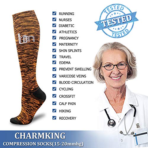 image for CHARMKING Compression Socks (3 Pairs) 15-20 mmHg is Best Athletic & Me