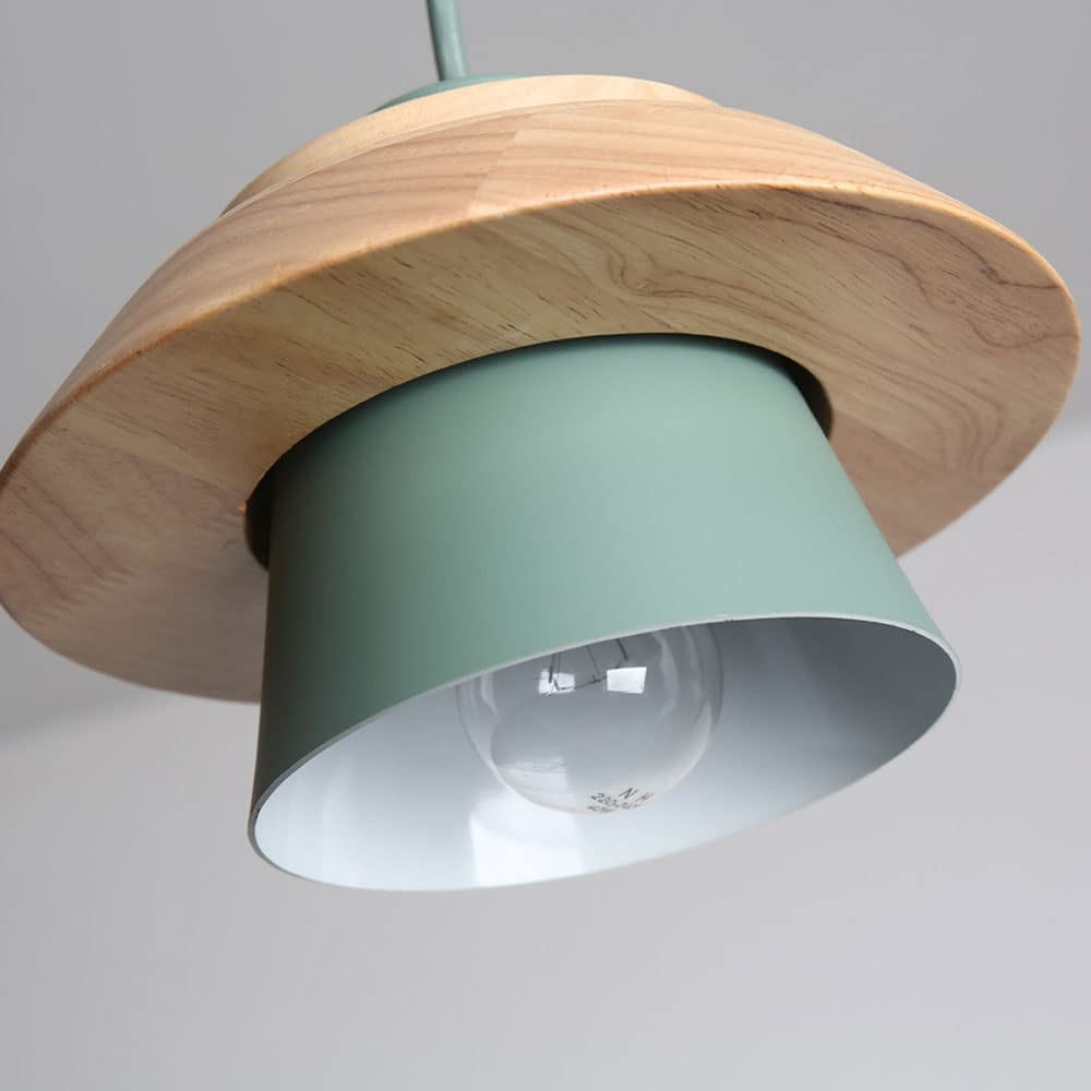 Lámpara Colgante Macaron con Pantalla De Metal Y Madera