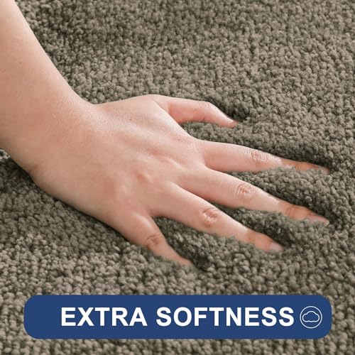 Image of Flooring India Co Newman Rectangular Bath Mat 2500 GSM Super Soft Microfiber Anti Skid Slip Water Absorbent Bathroom Mats for Bedroom, Home, Door (45x75 cm, Taupe)