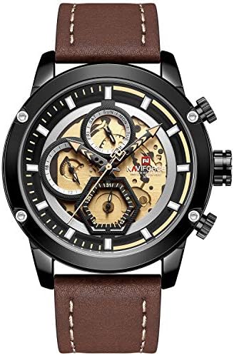 Men's Sport Watches Luxury Military Leather Strap Waterproof Quartz Watch with Date