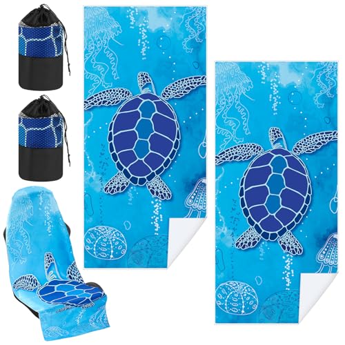 Image of Hahafelt 2 Pack Car Seat Towel Cover with Storage Bag, Sea Turtles