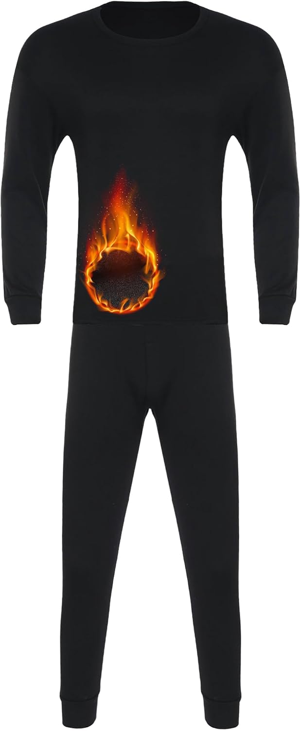 ACSUSS Men 2 Pcs Warm Base Layer Top & Bottom Thin Thermal Underwear Set Soft Long Johns Set