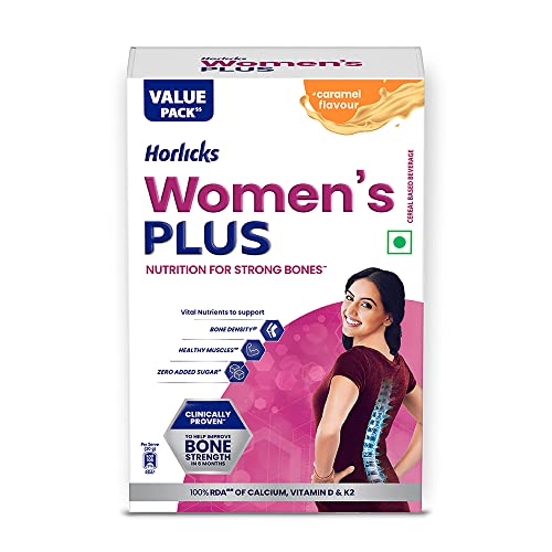 Horlicks Women's Plus Caramel Refill 750g | Health Drink for Women, No Added Sugar | Improves Bone Strength in 6 months, 100% Daily Calcium, Vitamin D