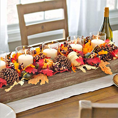 Image of Ulalaza 166pcs Artificial Pumpkins Home Decoration Set,100 Fake Maple Leaves + 48 Fake Acorns + 8 Fake Pinecones + 10 Fake Pumpkins
