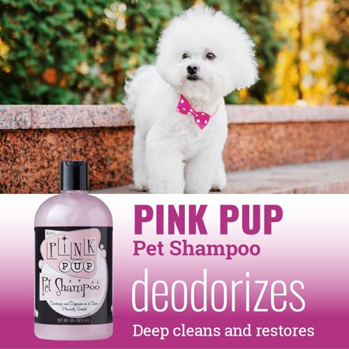 Image of Kenic Pink Pup Odor Deodorizing Dog Shampoo - Sweet Watermelon Scent, Stain-Fighting Clean with Vitamins A, D & E, Detergent-Free, Made in USA