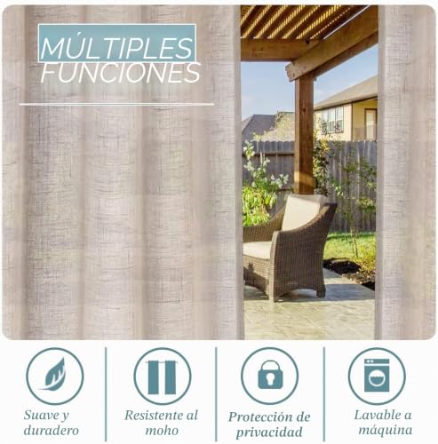 Cortinas de exterior para evitar miradas y sol con tejido impermeable de fácil colgado 6