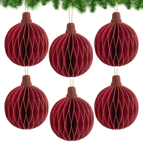BETESSIN Christbaumschmuck Weihnachtskugeln Rot - 6 Stück 3D...