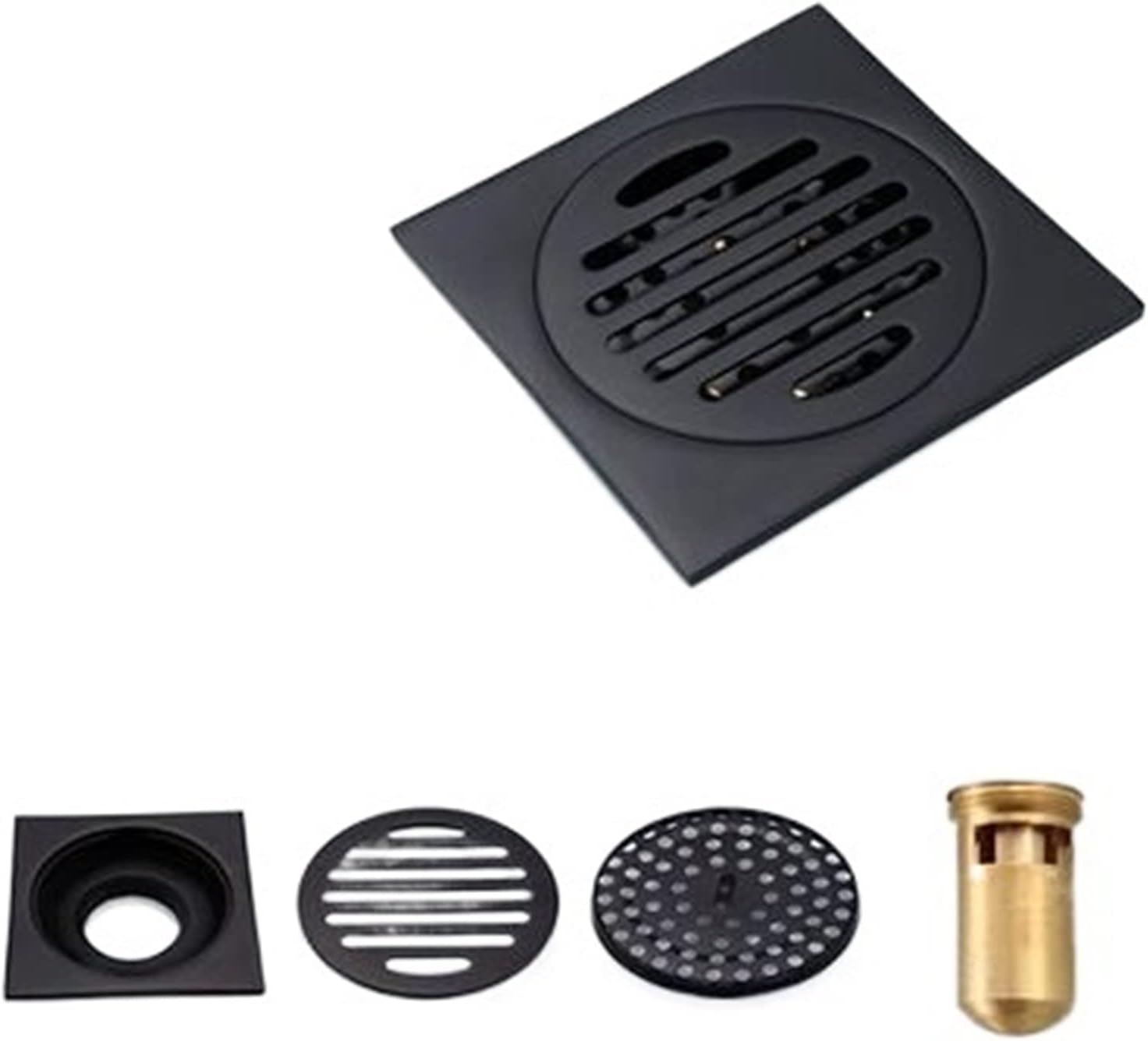 Amazon.co.jp 床排水 スクエアフロアゴミグリル100x100シャワードレインブラックバスルームフロアドレインタイルインサート