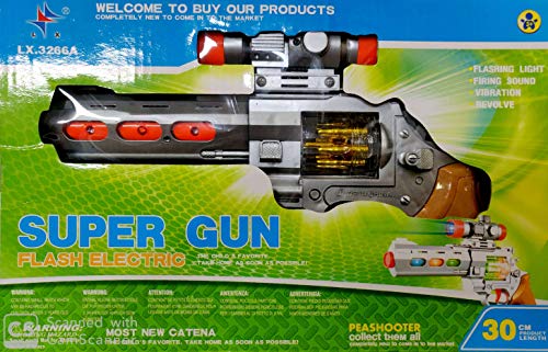 Image of Negi Super Flash Electric Gun with Flashing Lights, Firing Sound, Vibration and Revolve 30cm Long Gun