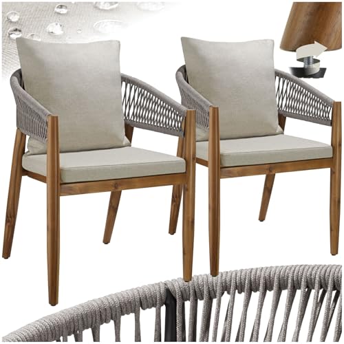 tectake® Sedia giardino Set 2, 59x58x76,5cm, acacia, resistente, corda