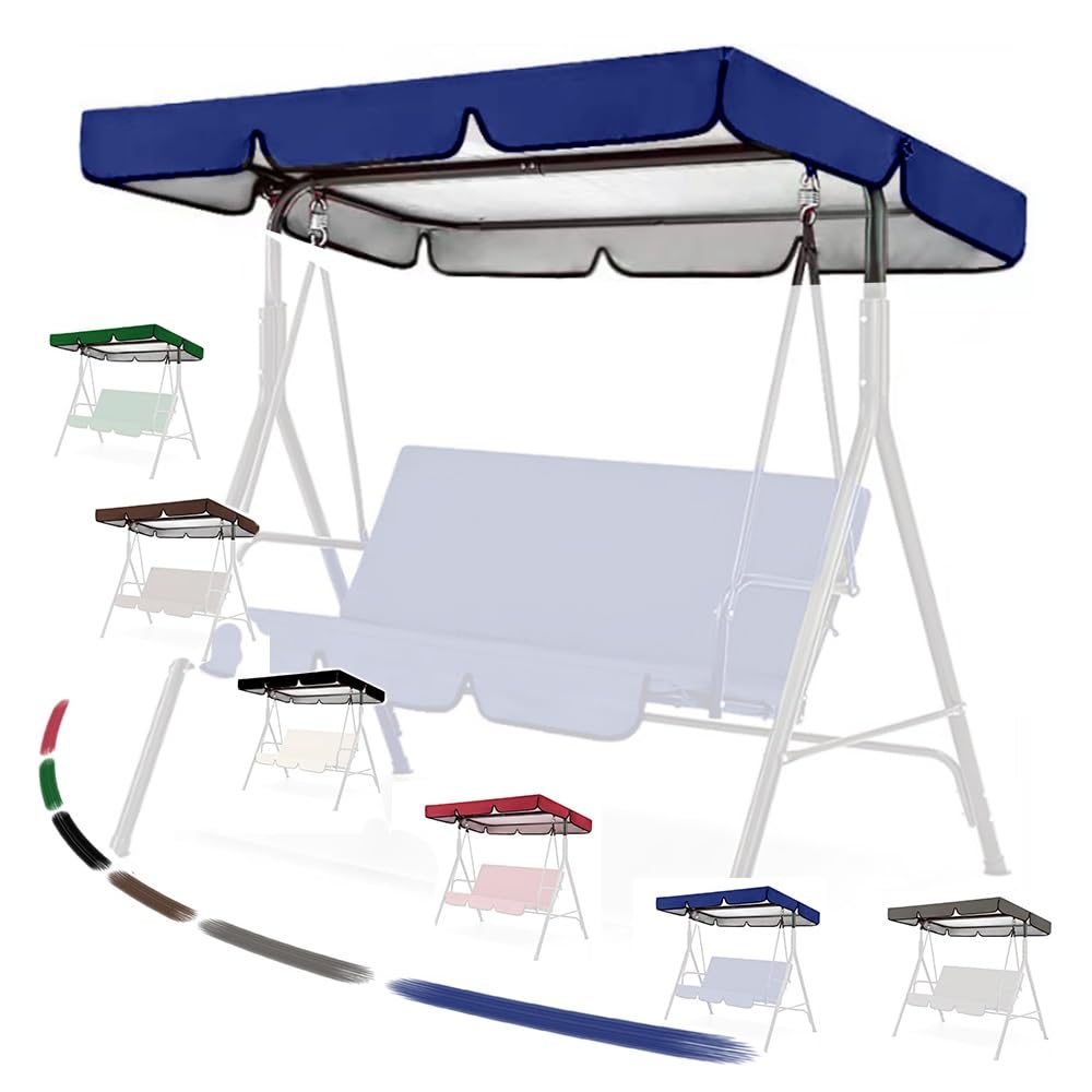 OPOLDBDMAC Patio Swing Cover 78x57in 98x73in Replacement Canopy For Outdoor Swing，Glider Swing Sunshade Top Thickened Oxford Hammock Cover Top Waterproof Windproof(Blue,74.8x52in-190x132cm)