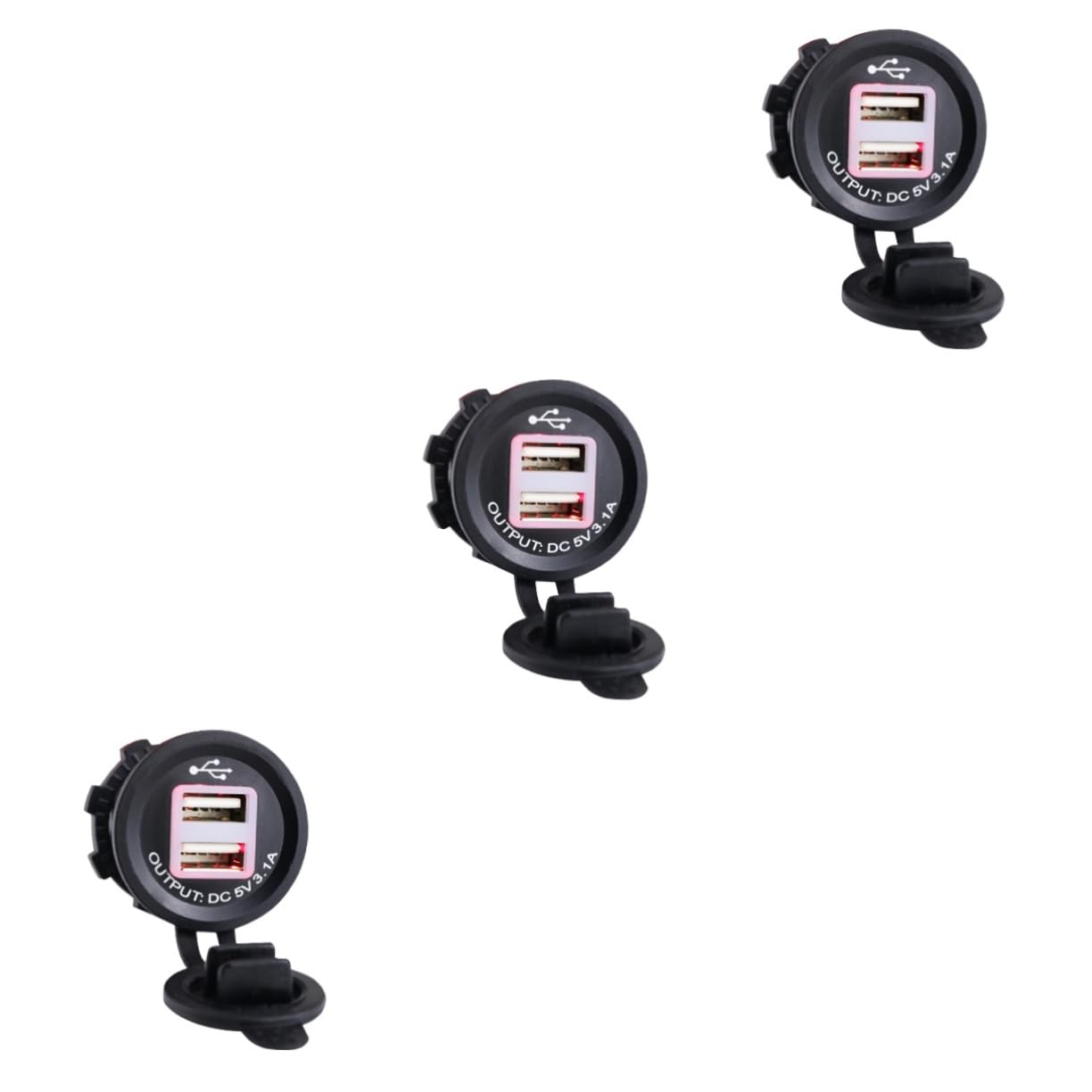 Gatuida 3pezzi Caricatore Usb Doppio Per Auto e Presa Per Smartphone Tablet e Nero