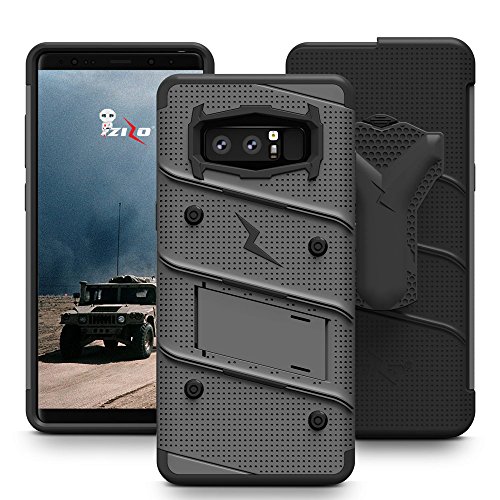 ZIZO Bolt Series for Samsung Galaxy Note 8 Case Military Grade Drop Tested with Tempered Glass Screen Protector Holster Metal Gray Black - Thumbnail 4