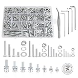 1218 Pcs Zinc Plated Screws Bolts and Nuts Assortment Sets with 4 Pcs Screws Wrenches, M3 M4 M5 M6 Metric Machine Screws Nuts Flat Washers and Lock Washer Kit, Zinc Plated and Anti Rust Screws Set
