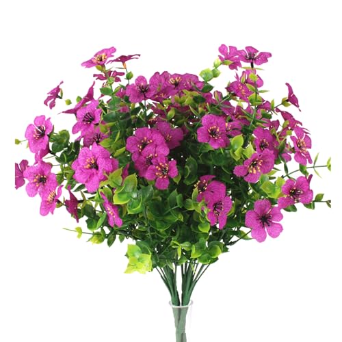 Aflorshope 4 Stück Künstliche Blumen Sträucher Künstliche Veilchen Blumen UV Beständig Gefälschte Blumen Kunstpflanzen für Outdoor Garten Veranda Fenster Box Terrasse Hof Dekoration (Lila)