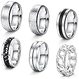 Ringe Herren Set: Eine Bestellung enthält 6 stück ringe herren silber, darunter: 1 keltischer ring, 1 Flaschenöffner ring, 1 panzerkette ring, 3 matt polierte Bandringe. Maskuliner Stil, mehrere Wahlmöglichkeiten zum Tragen, perfekte ringe für Männer Frauen
