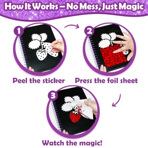Image of FUNNYB&G Mess-Free Foil Art Craft for Girls Ages 4-10, Kids Birthday Gift