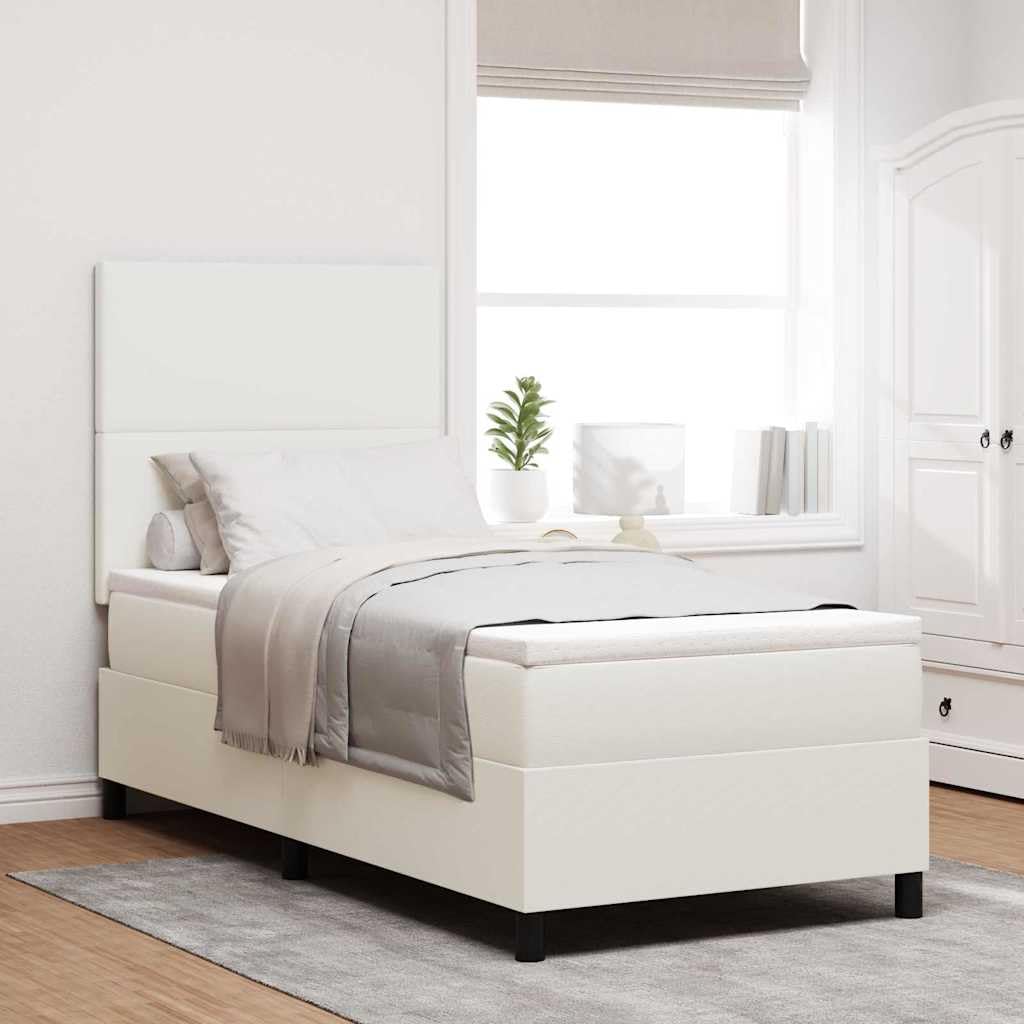Tkanina sztruksowa nowoczesny box spring Kremowy 80 x 200 cm