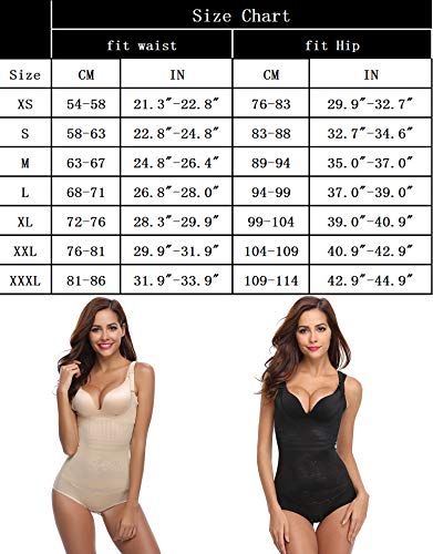 Aibrou Women's Shapewear Body Briefer Slimmer Body Shaper Bodysuits Apricot