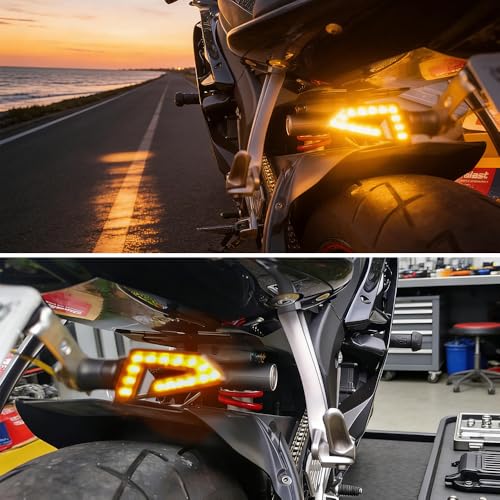 Image of DREAMIZER 4PCS Arrow Motorcycle Turn Signals 15 LED 12V Motorcycle Blinkers Indicators Amber Lamp Compatiable for Motorbike Scooter Quad Cruiser Off Road Touring