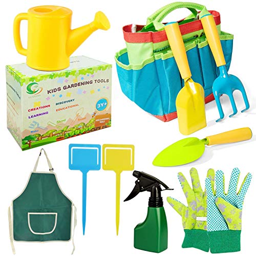 Kit de jardín para niños,Herramientas de jardín para niños,Bolsa para niños de Herramientas de jardín,Juego de jardinería,Bolsa de Guantes de jardín,Kit Jardinería Niños Guantes (A)
