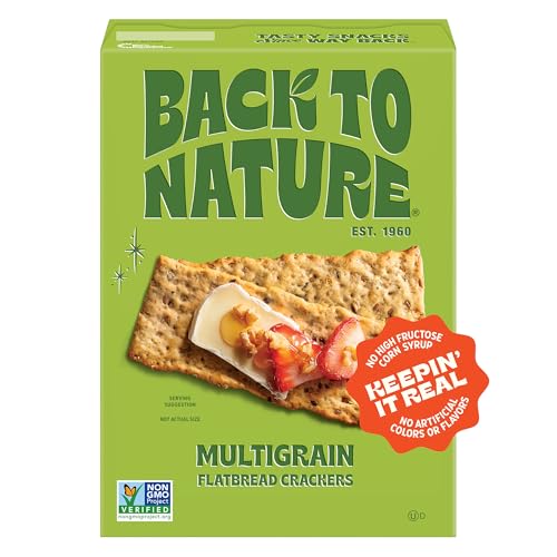 Back to Nature Multigrain Flatbread Crackers, Non-GMO, Plant-Based Snack Cracker, Made with Wheat...
